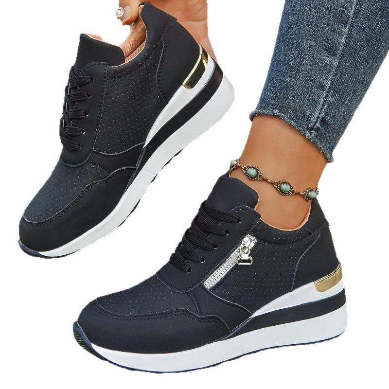 Damen Sneaker mit breiter Weite und Plateau, Schnür-Freizeitsportschuhe, Mode Großhandel Walking-Schuhe für Damen