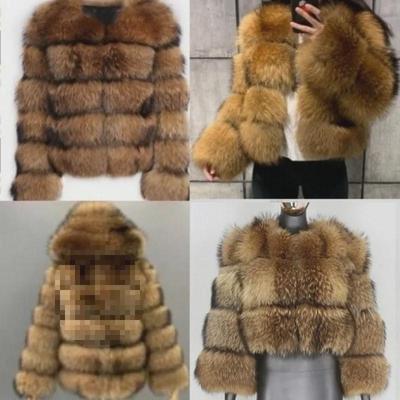 European & American Style Women's Leather Jacket with Imitation Raccoon Fur Trim