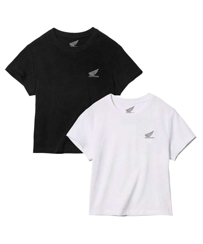 PHYPS MOTORCYCLE [2Pack] Womens Speed Cool Crop Short Sleeve White Black