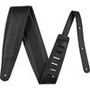 3.5" Premium Leather Guitar Strap Black USA Made