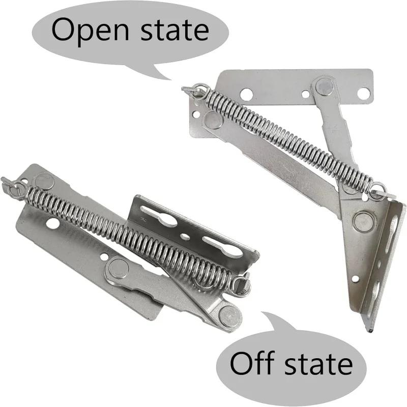1 Pair Cabinet Sofa Bed Sprung Hinge Lift-Up Hinge Flap Support Adjustable 80° Opening Storage Cabinet Triangular Spring Hinges