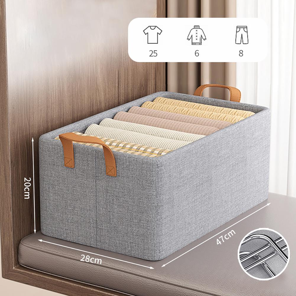 Fabric Storage Bin Box With Handles, Storage Basket Clothes Organizer Blanket Container, Large Clothes Storage Box