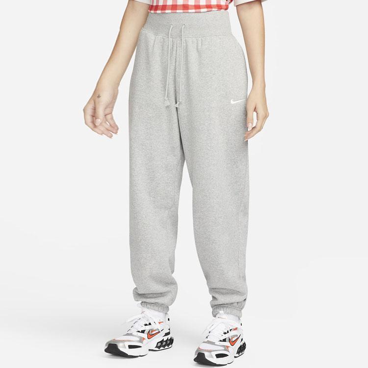 Nike High-Waisted Oversized Fleece-Lined Knit Joggers With Elastic Waist And Drawstring Women Bottoms Light-Grey DQ5888-063