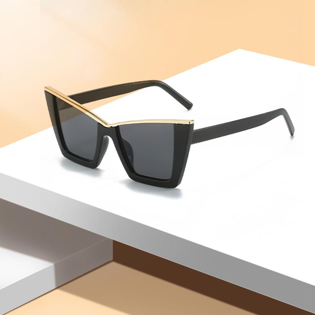 Vintage Large Size Cat Eye Shaped Fashionable Sunglasses For Women Square Shades Eyewear New Double Bridge Gradient Uv400 Sun