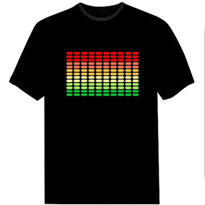 LED Sound Control Music Bar Flashing Luminous Short Sleeve T-shirt for Trendy Clubbing Men and Women.