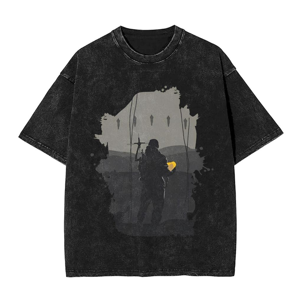 Death Stranding Keeping On Printe T Shirt Harajuku Hip Hop Washed TShirts Men Women Clothing Cotton Short Sleeve Tees Tops
