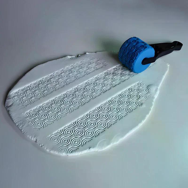 Tonstempel-Roller Geometrische Blumenmuster Relief Rollwerkzeug Keramikton Texturrad Tonformen DIY Tonwerkzeuge Kunstdekor