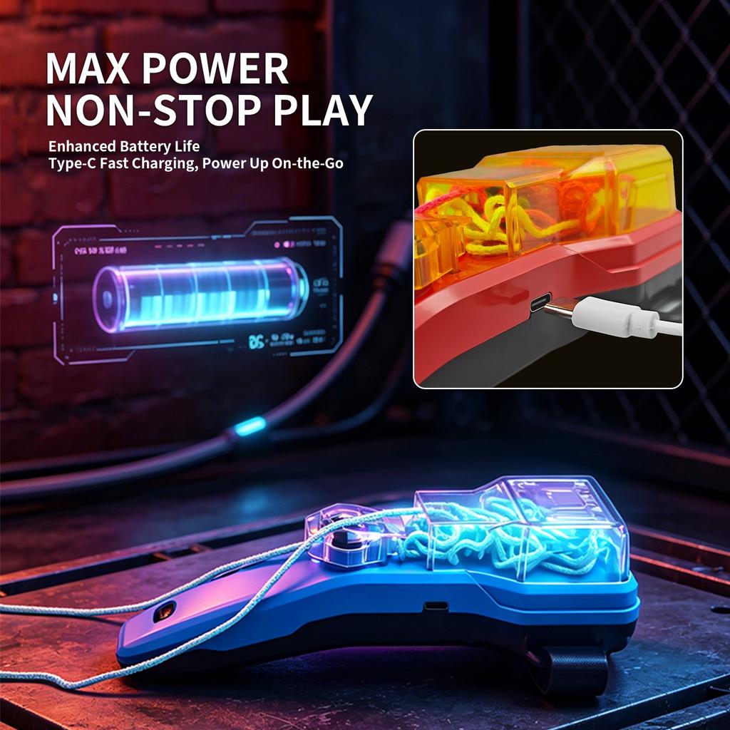 Automatic Recycling Light Toys String Glow In The Dark String Rope Launcher Luminous Portable Handheld String Stress Relief Toys