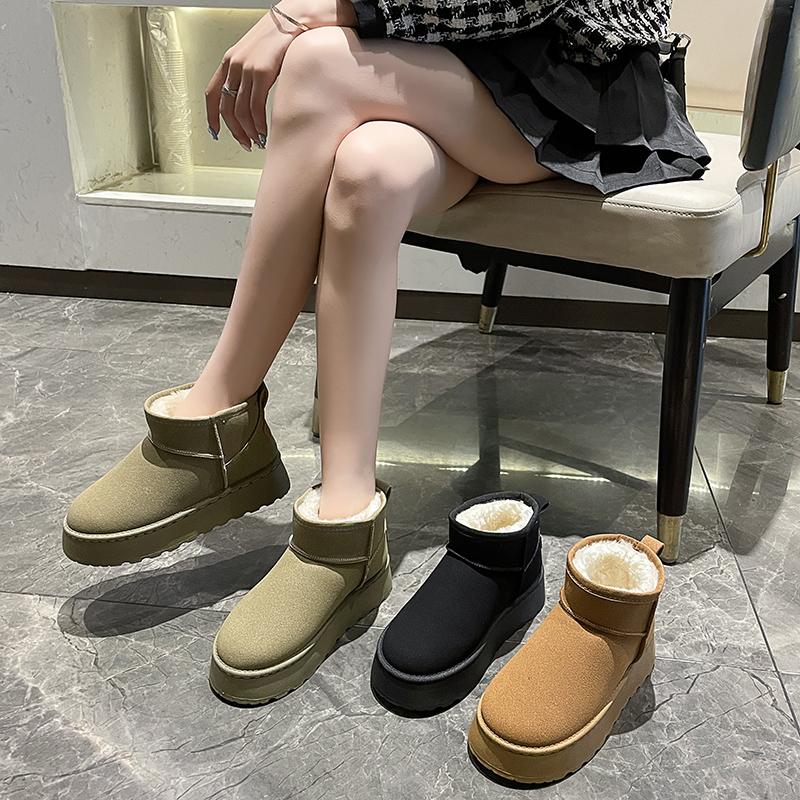 Fashion Ladies Shoes Winter Women Short Plush Warm Snow Boots Casual Shoes  New Suede Fur Ankle Boots Flats Platform Ladies Shoes Boots