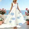 Women's Sleeveless Beach Maxi Dress Soft Flowy Figure-Flattering Long Dress for Vacation,Travel & Photoshoots,Fresh,Fashionable & Elegant