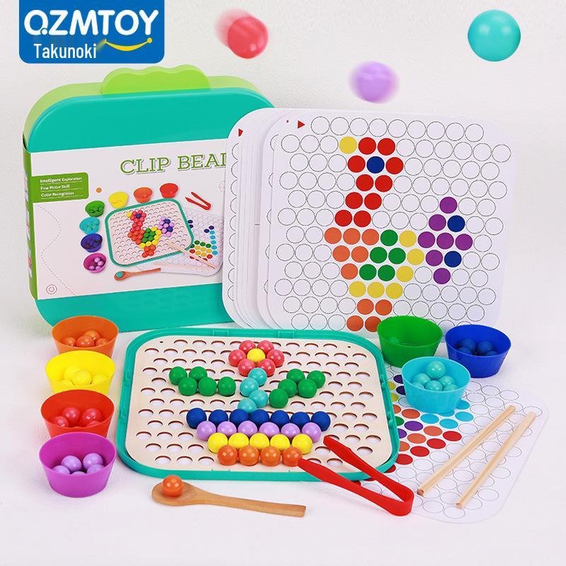 

Kids Wooden Beads Clip Game: Educational Toy for Concentration Training