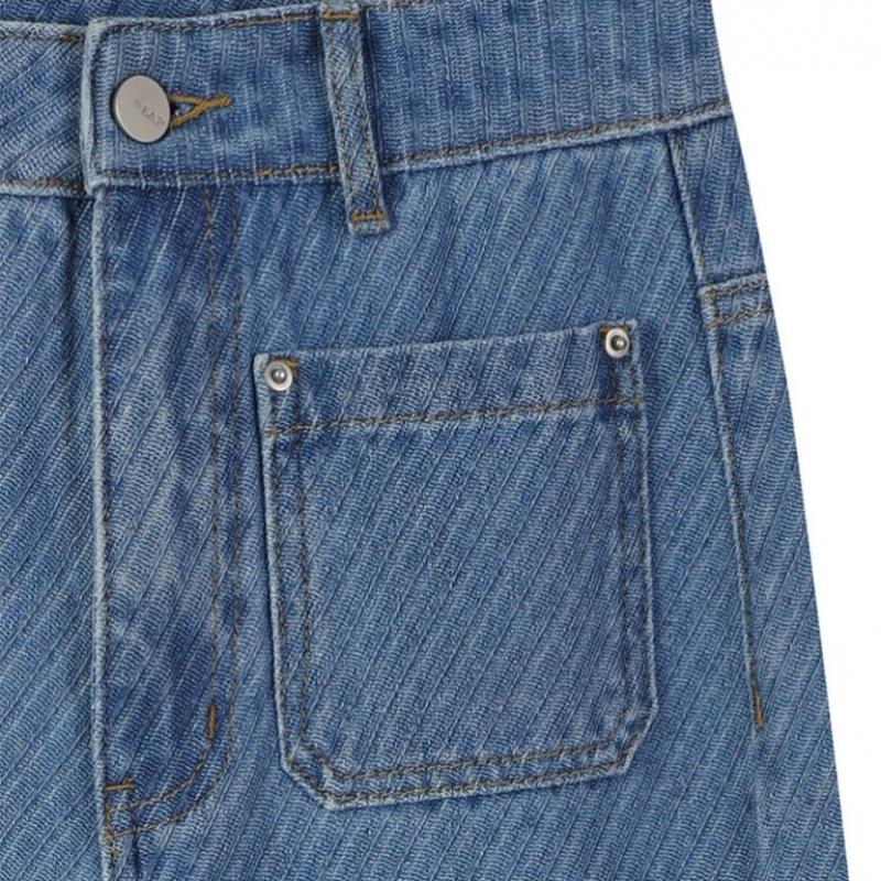 Front Pocket Semi Wide Denim Pants As1dp262