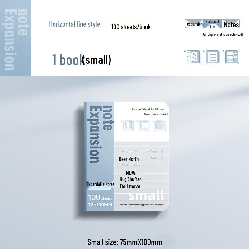 Expandable Sticky Notes Notebook with Adhesive Lined Pages for Students