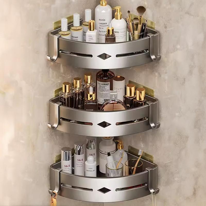 Adhesive Metal Storage Shelf Wall Bath Shelves Hanging Organizers No drilling Storage Rack Shampoo Holder For Bathroom Kitchen