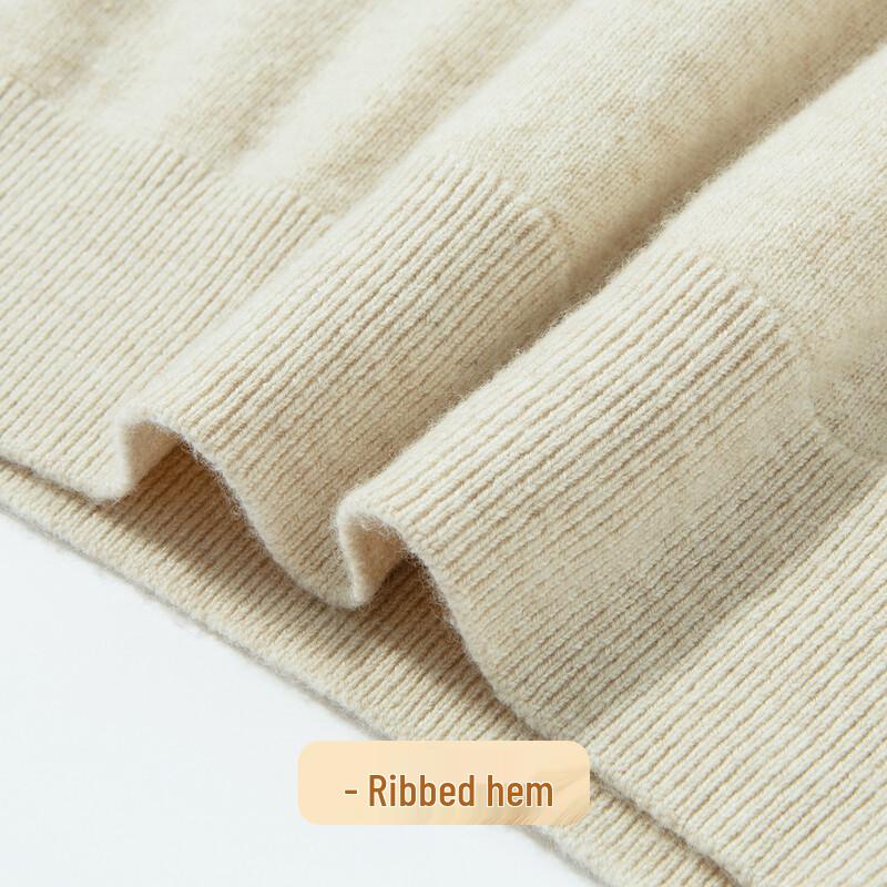Futing Men's 300G Machine Washable 100% Cashmere Round Neck Sweater
