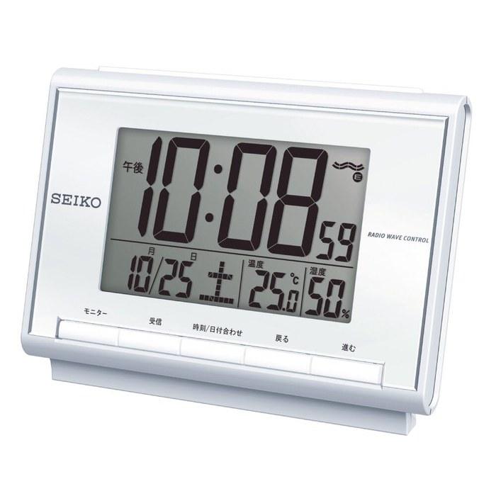 Seiko Clock Alarm Clock Digital Calendar Temperature Humidity White Pearl 85x120x48mm BC419S