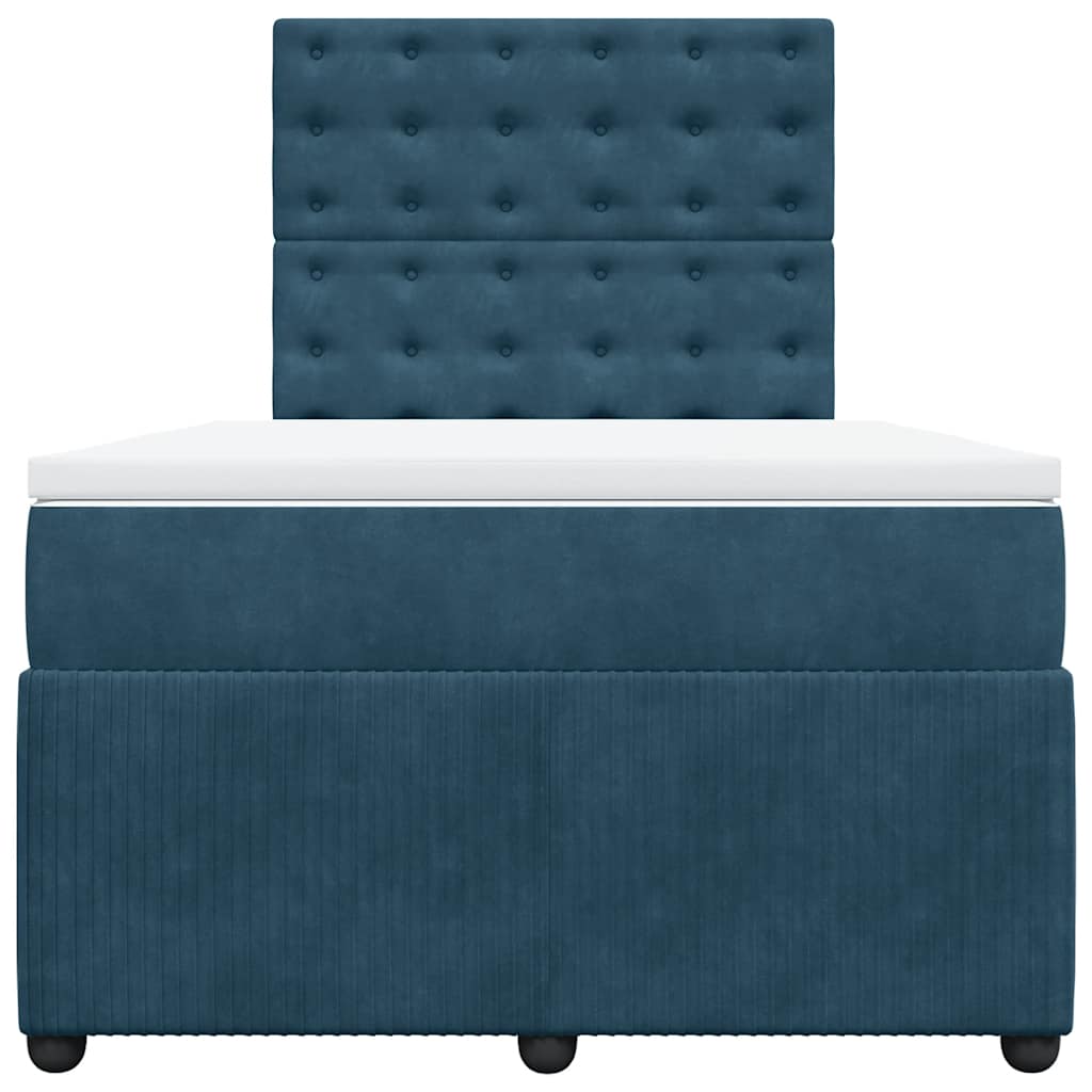 Box Spring Bed with Mattress Blue 120 x 190 cm Velvet