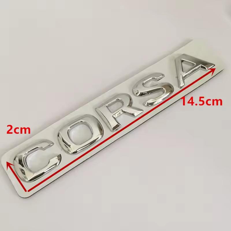 1 st 3D silver/svart för CORSA bil Bokstävemblem främre huv Bakre baklucka bagagelucka märke klistermärke Dekal styling Biltillbehör