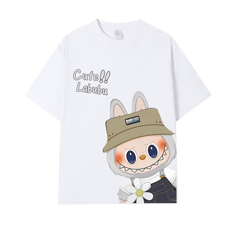 Cartoon Monster Elf Labubu Kids Printed T-shirt Summer Men's and Women's Casual Outdoor Girl Short Sleeved T-shirt Top