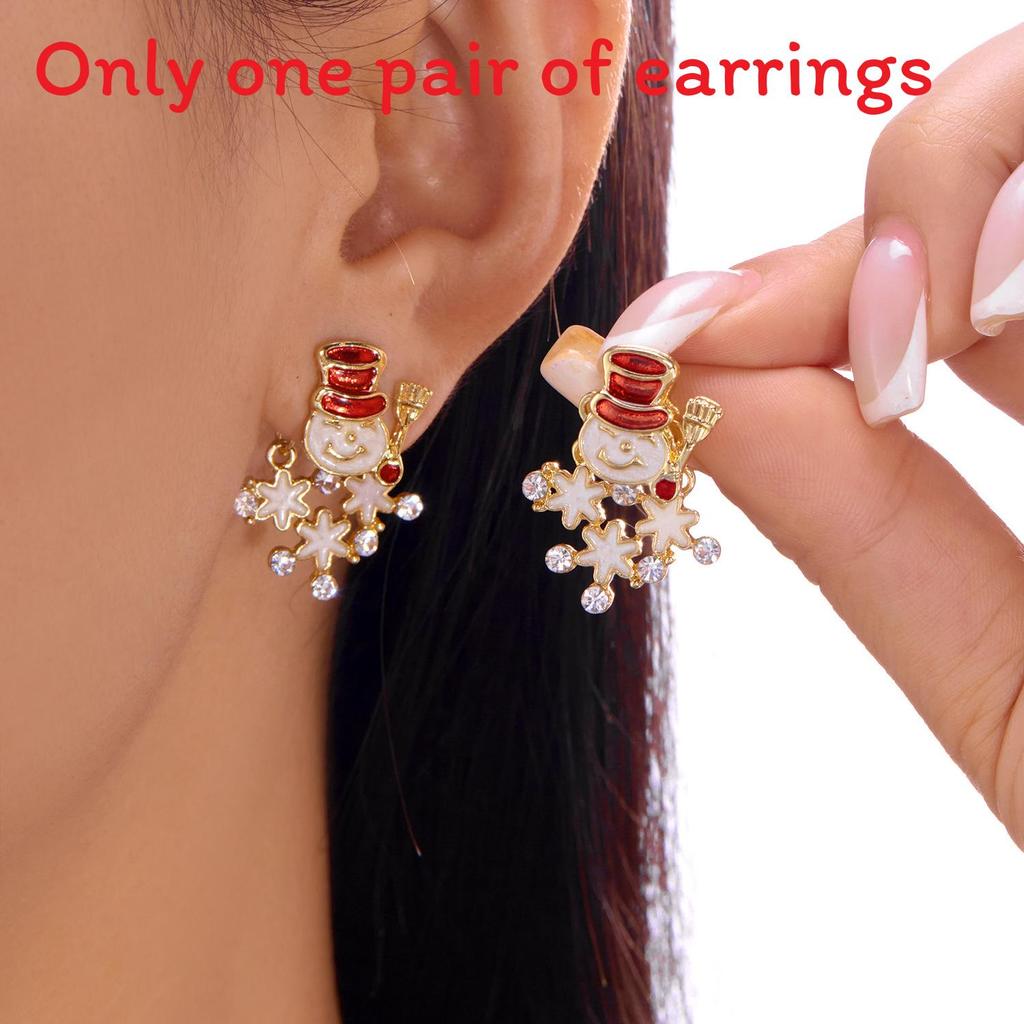 Winterliche Schneemann- und Stern-Hängeohrringe aus Zinklegierung für Weihnachtsfeiern