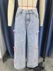 Y2K High Waist Wide Leg Patchwork Denim Pants
