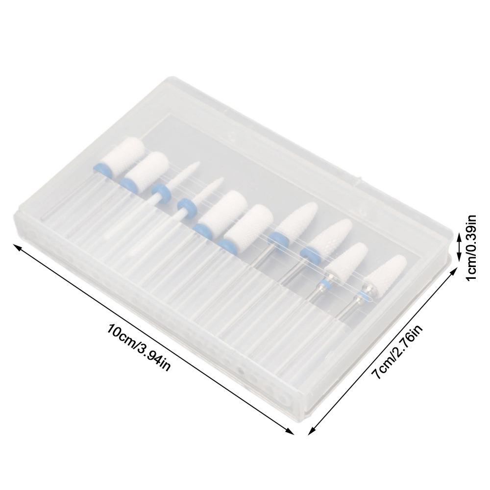 10pcs Ceramic Ceramic Nail Drill Bit Set  Nail Surface Polishing And Shaping