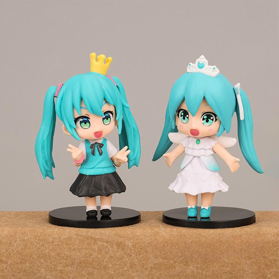 6pcs/set Anime new hatsune miku figure mini character ornaments kawai hatsune table decoration for home adult toy child gifts
