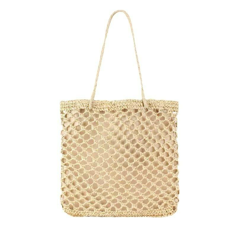 New hollow shoulder straw bag large capacity handwoven bag women's bag versatile beach bag tote bag women's bag