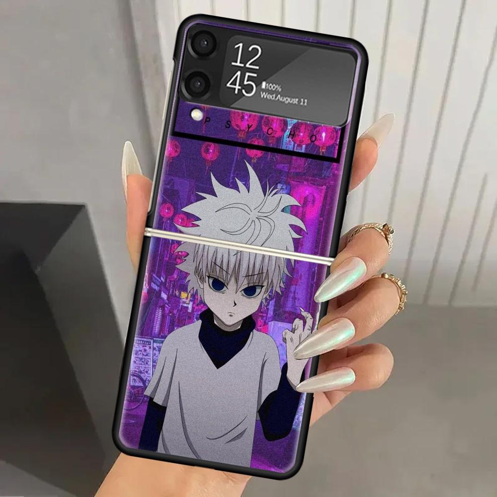 Hunter HXH Anime Hard PC Phone Case For Samsung Galaxy Z Flip 7 6 5 4 3 Black ZFlip7 ZFlip6 Flip5 Flip4 Flip3 5G Print Cover Gal
