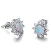 Glänzende runde Faux-Opal-Kronenform-Charm-Ohrstecker für Damen, Party, Schmuck, Geschenk