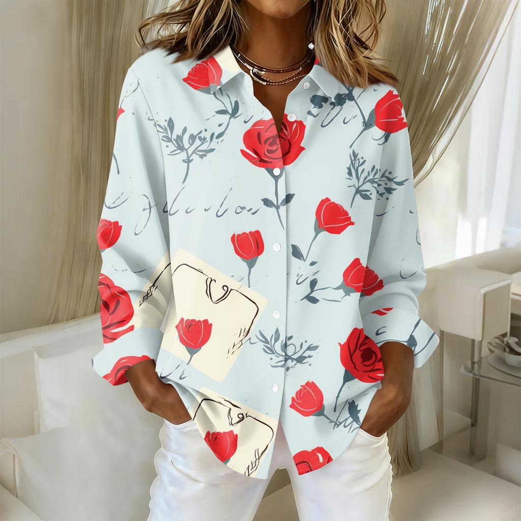 Women's Buttoned Long Sleeved Casual Regular Shirt With Collar Top