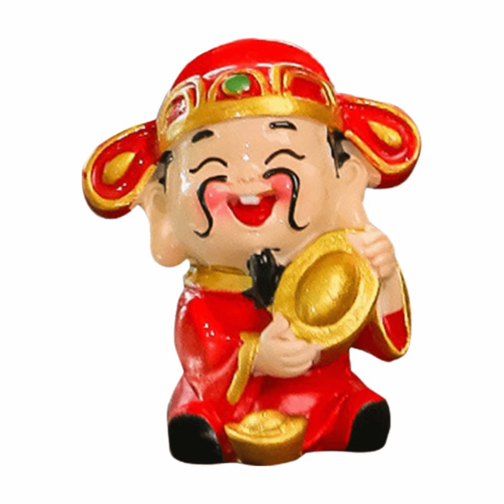 Rote Mini-Gott des Reichtums Figur Maskottchen-Stil Harzmaterial Harz-Maskottchen-Verzierungen Reichtums-Maskottchen Glücks-Accessoires