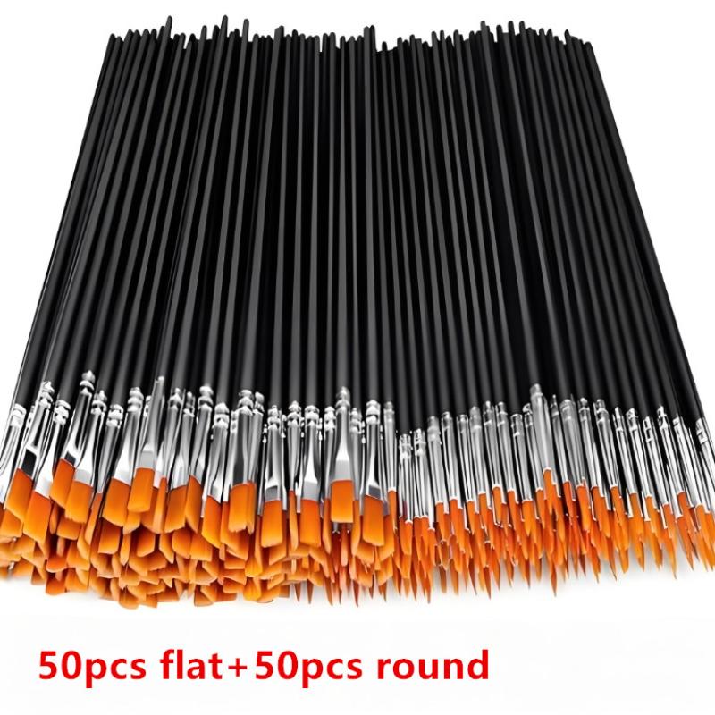 Boyama Fırçaları Seti Sanat Yuvarlak Düz Saç Naylon Saç Boya Fırçası Yağlı Akrilik Suluboya Çocuklar/Sanatçılar/Yeni Başlayanlar/Öğrenciler İçin