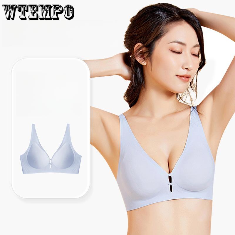 

French Deep V-seamless Bra for Women Soft Support Bra for Women Gathering Bra for Women Anti Sagging Bra Without Steel Ring XL чорний