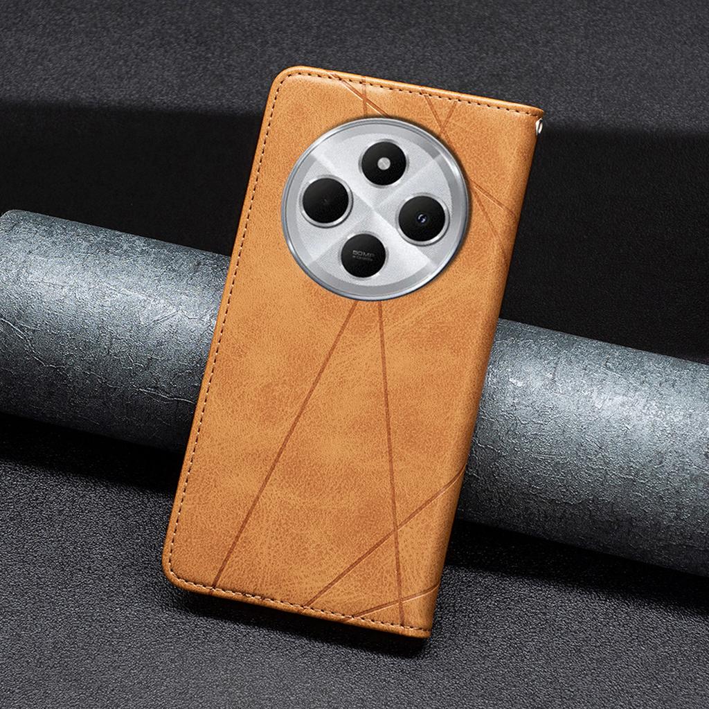 For Xiaomi Poco C75 4G/Redmi 14R 5G/14C 4G Case Card Slots Geometry Imprint Leather Phone Cover