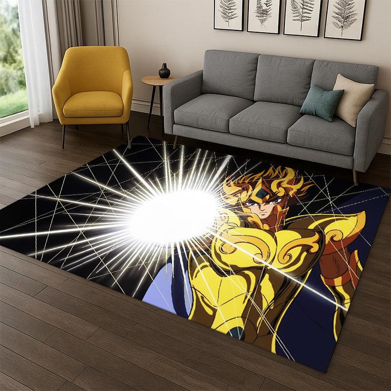 Cartoon Saint Seiya Anime Carpet Rug for Bedroom Living Room Sofa Playroom Doormat Home Decor,Kid Game Area Rug Non-slip gift
