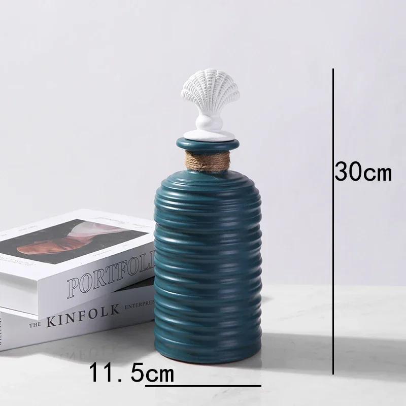 High-end Vertical Pattern Ceramic Storage Jar Art Flower Arrangement Candy Tea Pot Dining Table Vase Home Decor