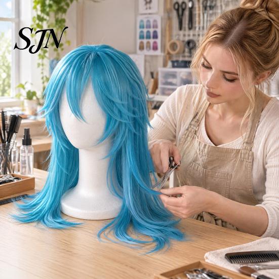 Hairdressing Training Head Foam Mannequin for Wigs, Lightweight Wig Display Stand with Stable Base Styling Trimming Professional Salon Use and Cosplay