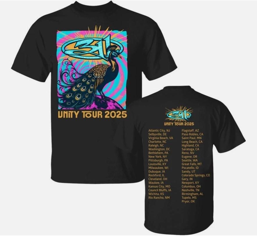 311 Band Unity Tour 2025 Peacock T-shirt Unisex T-Shirt XXXL