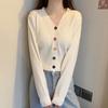 Versatile Korean V-neck Slimming Knit Cardigan - Spring/Autumn Long Sleeve Outerwear