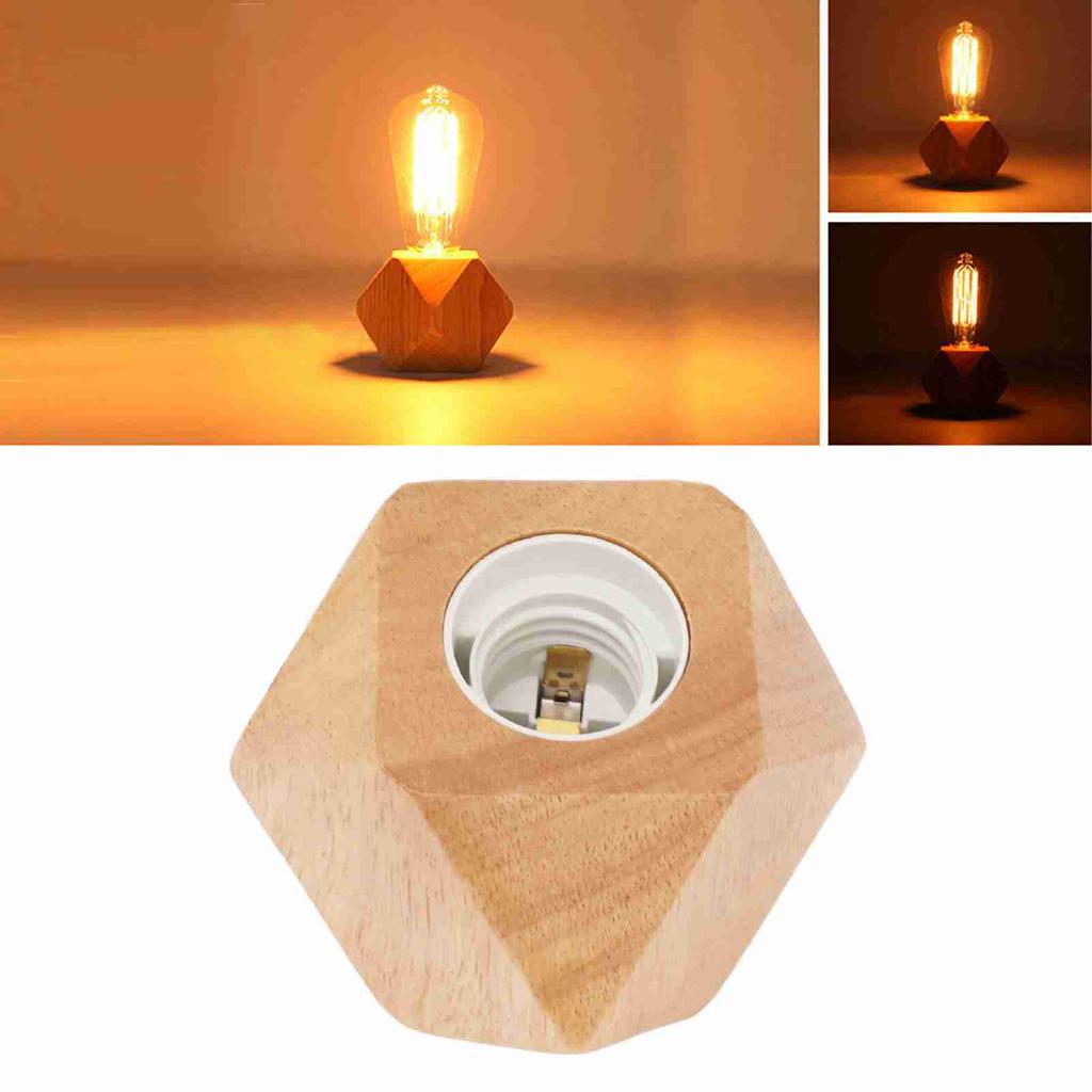 Wooden Lamp Base E26 Socket Modern Small Wood Table Lamp Base for Home Decor
