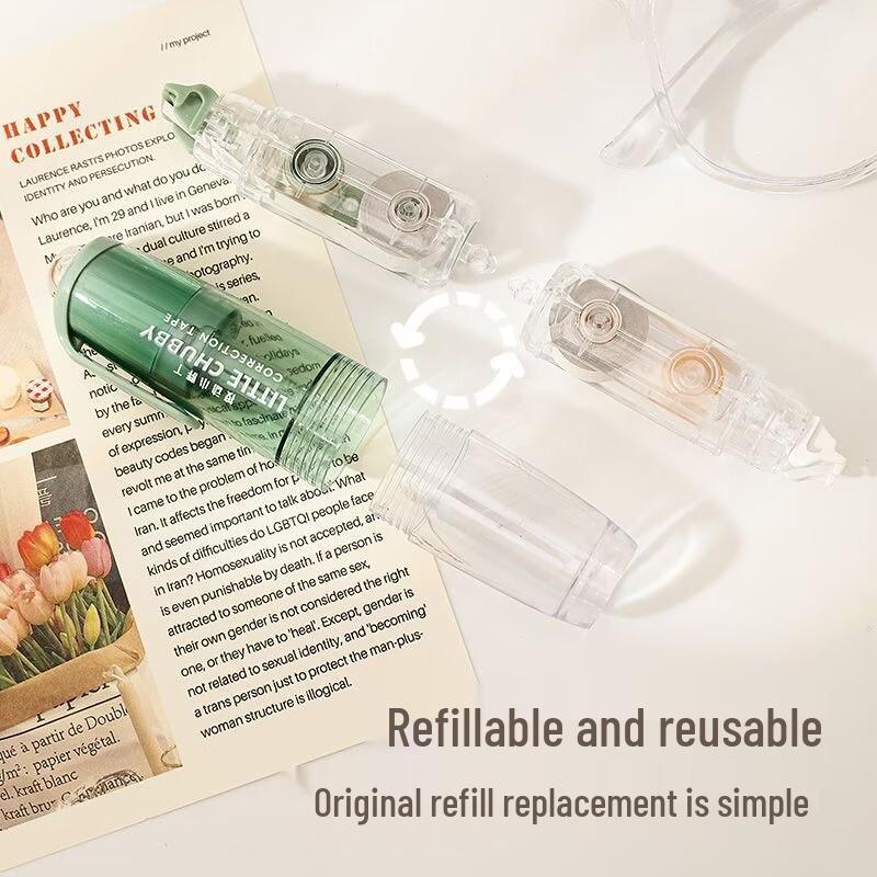 360° Rotating Correction Tape with Press-Type Replaceable Core for Students