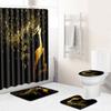 Christmas Elements Bathroom Shower Curtain Floor Mat Toilet Cover Foot Mat Four-Piece Set