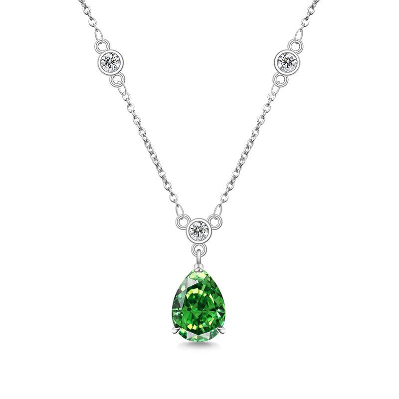 925 Sterling Silver Fashion Temperament Ice Flower Cut Crystal Zircon Water Drop Pendant Necklace Birthday Anniversary Gift