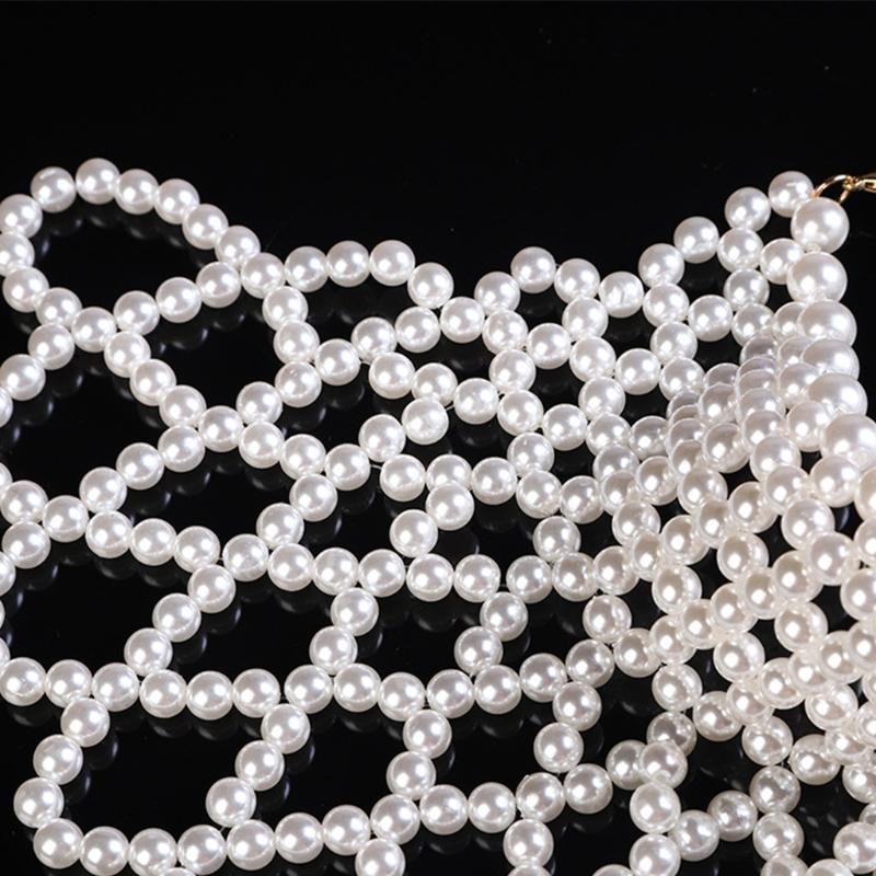 Pearl Body Chain Fashion Shoulder Necklace Bra Jewelry for Woman Costume New Year Party Dance Party Theme Party Gift