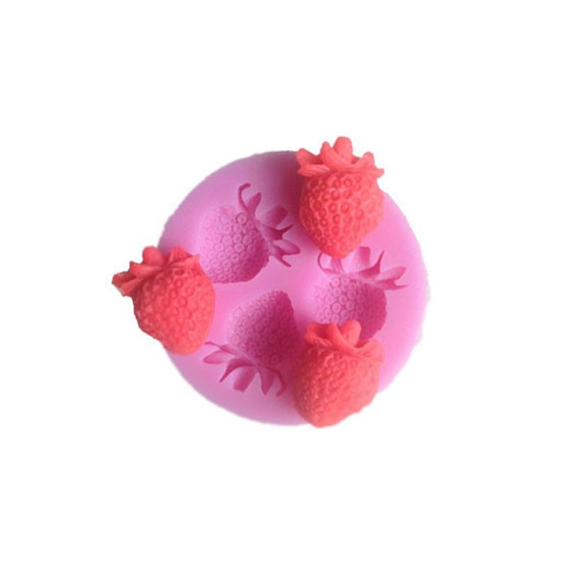 Three Holes Strawberry Fruit Silicone Mold Fondant Molds Sugar Craft Tools Chocolate Mould for Cakes Tools Bakeware