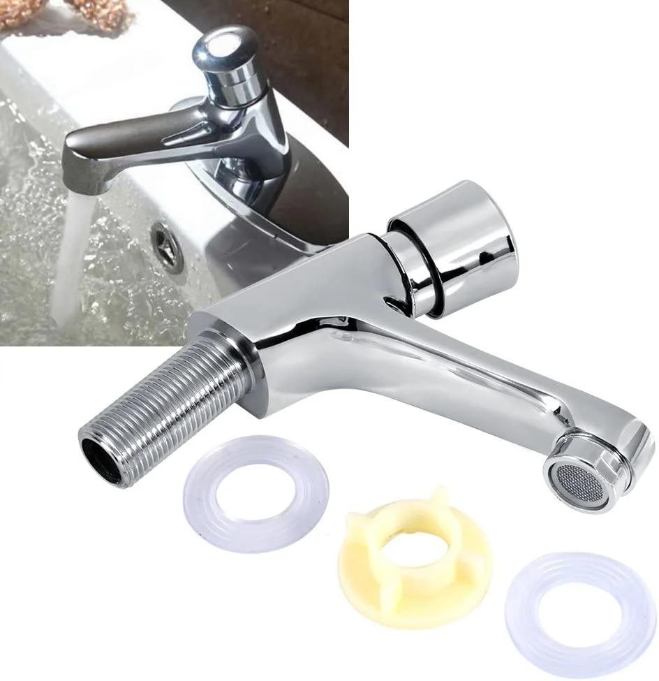 Public Ktchen Bathroom Time Delay Faucet Chrome Plated Self Closing Water Saving Faucets Basin Sink Taps Bathroom Faucet