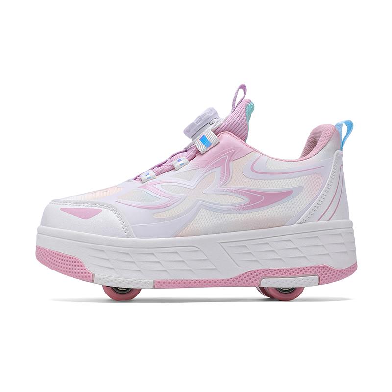 

Girls s Rotating Button Four Wheel Skate Roller Shoes Roller Skating Removable Girl Skate Shoes 29 розовый