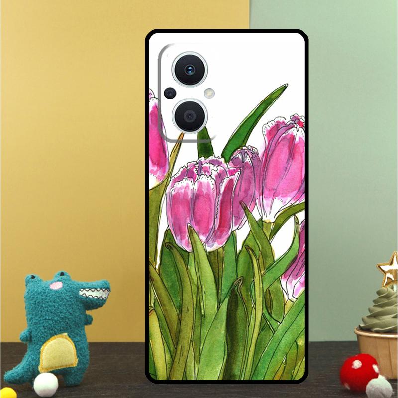 Tulips Flower Spring Case For OPPO Reno 15F 13F 14F 12 11 F 10 14 15 Pro 7 8 Lite OPPO Find X9 X8 X6 X5 Pro Cover