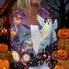 Women's Halloween Print Long Sleeve Knitted Cardigan Button Front Sweater Lightweight Soft Fabric Casual Outerwear